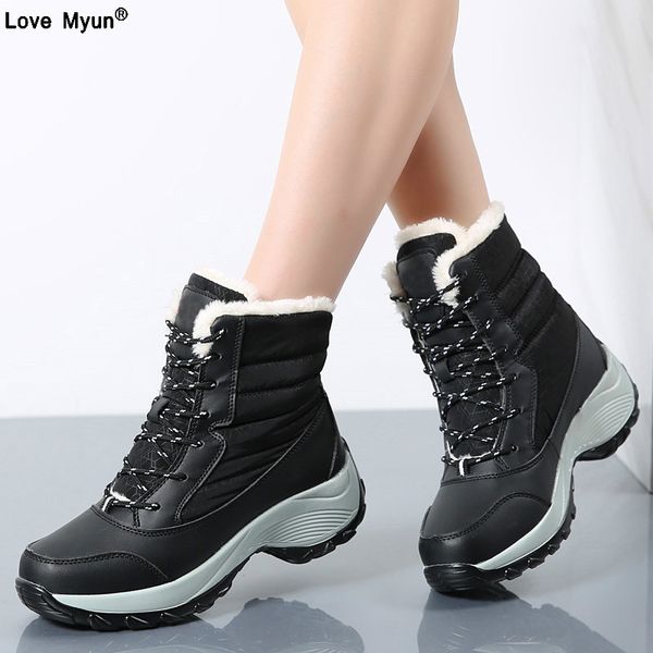 

winter boots women new arrival fashion brand female snow boots classic mujer botas waterproof for women size 833, Black