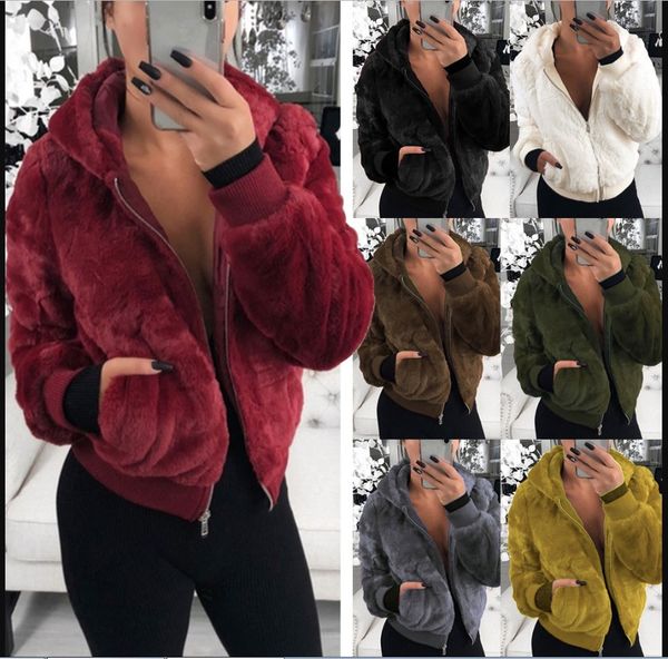 

s to xxxxxl 6 color s-5xl long sleeve womens teddy bear coat jacket winter warm hooded fur fluffy outwear overcoat, Black;brown