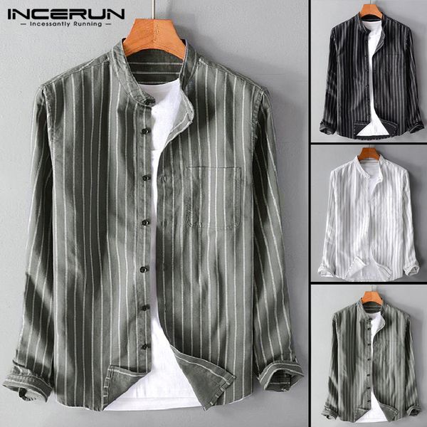 

autumn spring 2019 mens shirts striped long sleeve casual shirts plain loose social dress man tee chemise blouse camisa big, White;black