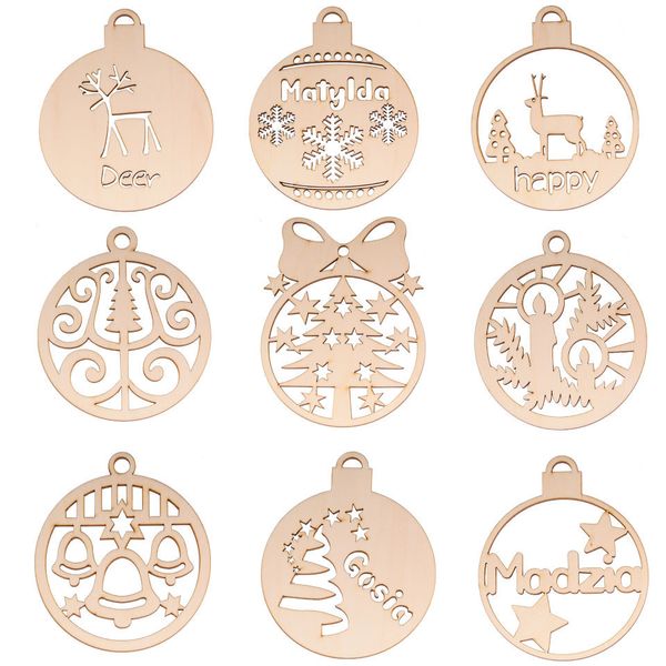 

3pcs/lot creative hollow christmas ball natural wooden pendants ornaments for home xmas tree ornament christmas party decoration