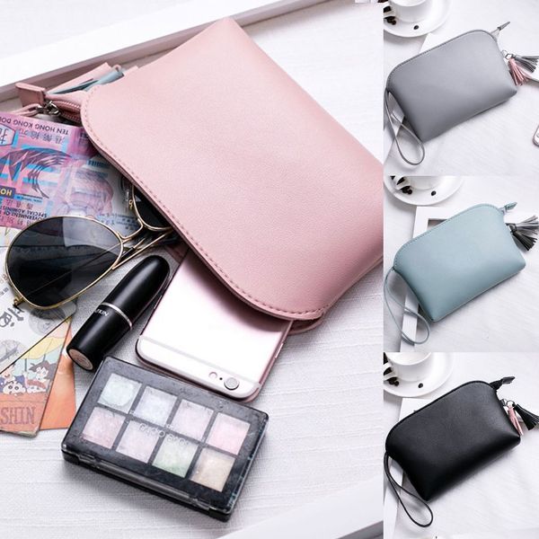 

женская искусственная кожаная сумка-клатч косметичка модные кошельки для монет кошельки, Red;black