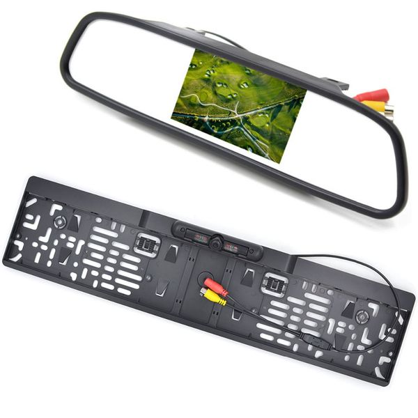 

4.3 inch lcd car monitor ru european license plate frame rear view camera ir light reverse camera rearview mirror monitor