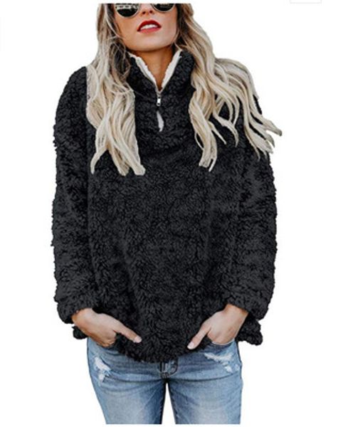 

толстая осень-зима 2018 толстовка мода с высоким воротом молния верхняя одежда женская толстовки с длинным рукавом пуловер женские кофты, Black