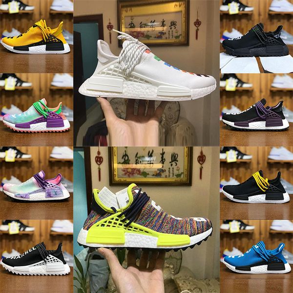 

new nmd human race mens running shoes with box pharrell williams bbc peace green plaid blue sport designer shoes women sneakers 36-47