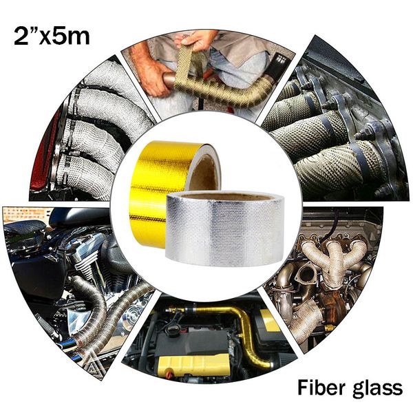 

2inch x 5m aluminum reinforced heat shield tape adhesive backed resistant 450 degree easy to apply and remove