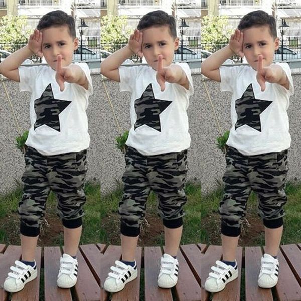 

uk summer toddler kids baby boy 1t-6t clothes t-shirt camo pants leggings outfits, White