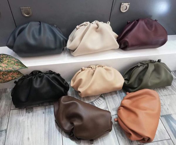 

2020 cloudy clutches bag for women cow genuine leather luxury pleated high qualit handbag