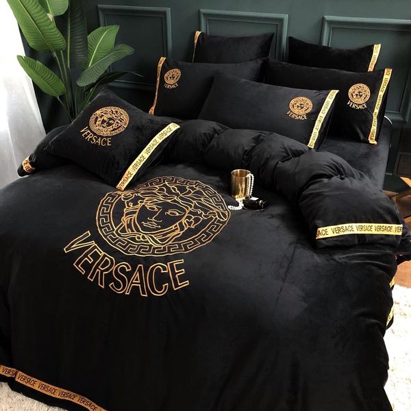 

Black whole ale bedding et 4 piece pecial pattern tyle reactive printing duvet cover pillowca e bed heet home decoration fle