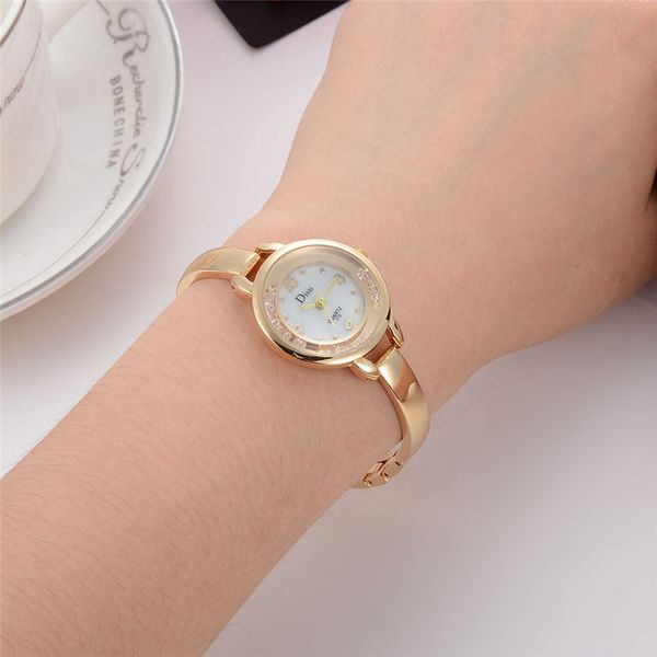 

ladies quartz wrist watches clock womens watch fashion quicksand design bracelet watch metal band dress gift relogio 2019, Slivery;brown