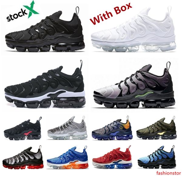 

with new 2020 tn plus running shoes triple black metallic silver gradient geometric volt men sport trainers game royal athletic sneakers