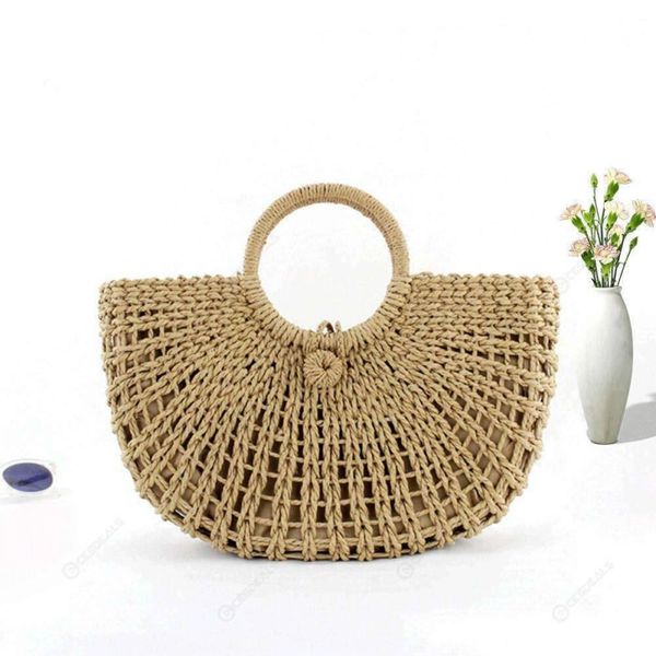 

2019 new fashion women vintage summer beach holiday straw woven portable tote bag lady elegant rattan basket knitting handbag