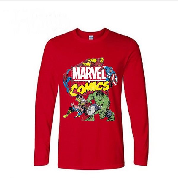 

men long sleeve vintage classic marvel comics t shirts hulk iron man thor spider man captain america team power tshirt fortees & polos, White;black