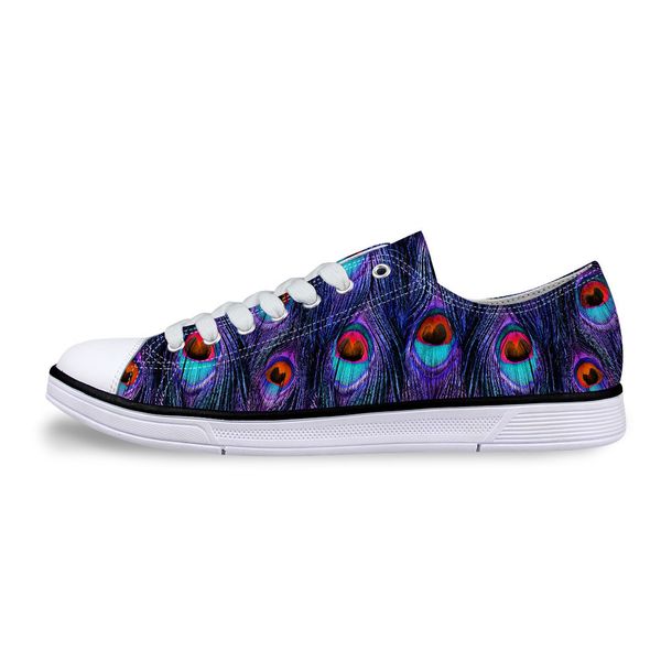 

Customized Leisure Men Low Canvas Shoes Male Animal Peacock Feather Printing Lace-up Vulcanized Shoes Breathable Zapatos Hombre