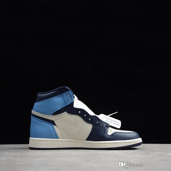 

nkj01a 2019 basketball shoes 1 retro high 555088-140 obsidian unc designer shoes sail/obsidian-university blue size40-46