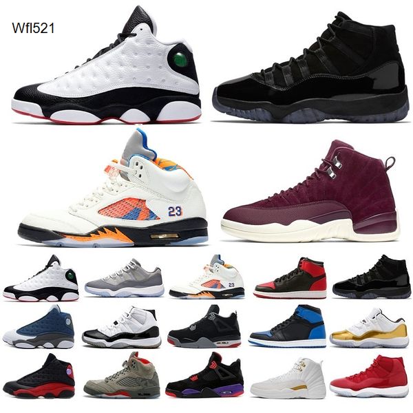 

new 2018 11 13 12 4 1 5 11s 13s 12s 4s 1s 5s concord cap and gown sneakers women mens basketball shoes, Black