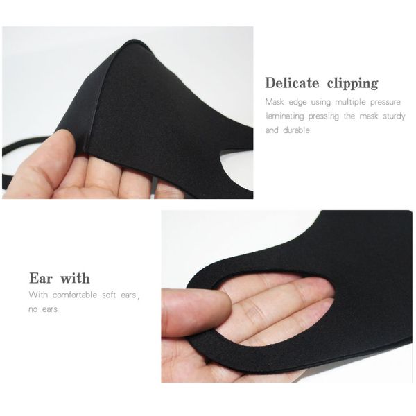 

designer mask fashion face mouth fashion black sponge mouth mask face mask reusable wind proof mouth cover, Silver