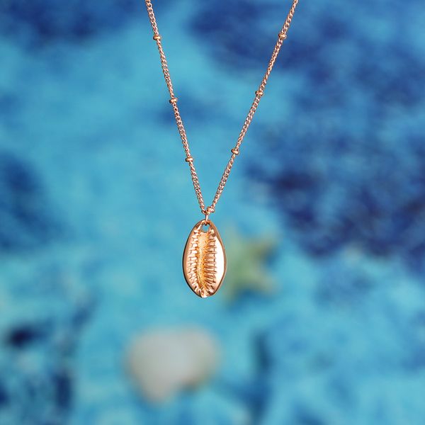 

popular stainless steel sea shell pendant necklace conch bead ball chain necklace for woman girl beach accessories jewelry, Silver
