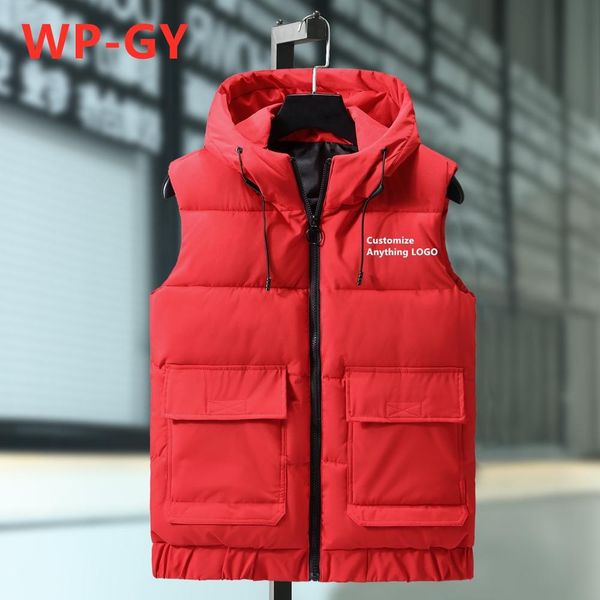 

wp-gy fashion mens down vests winter thicken waistcoat male sleeveless korean style custom warm popular wild, Black