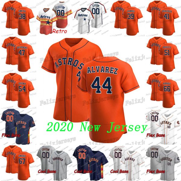 

44 yordan alvarez 2020 66 bryan abreu ryan pressly roberto osuna austin pruitt chris devenski brad peacock josh james joe smith jersey, Blue;black