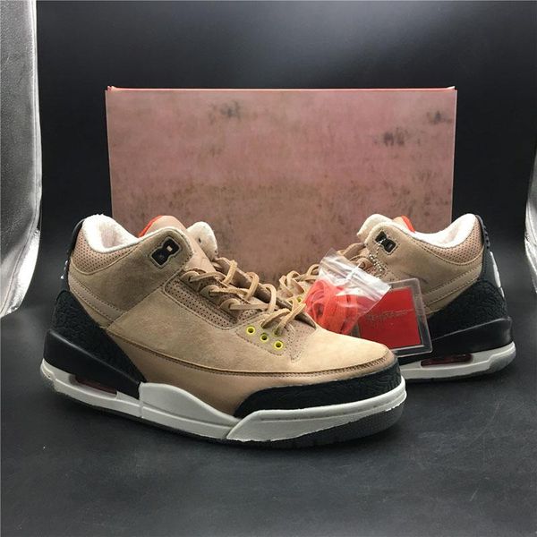 

2018 bio beige basketball shoes 3s black brown upper leather limited edition designer mens lace-up training sports shoes
