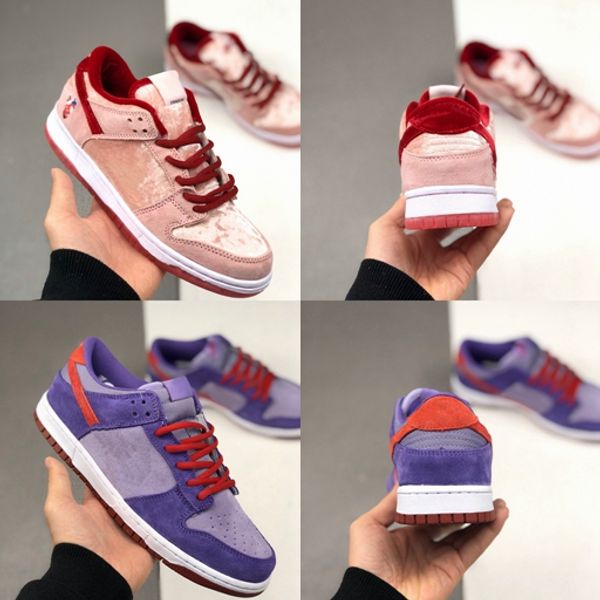 

sb dunk low плам стрейнджлав х dunks кроссовки женщины mens розовый валентина день скейтборда тренеры замша спортивные кроссовки дез chaussu