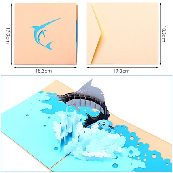 

swordfish greeting cards handmade birthday wedding invitation 3d up card new d08d