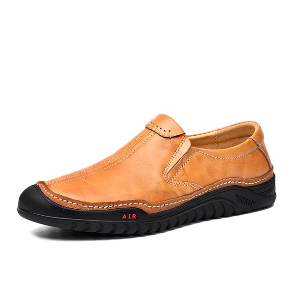 

fashion sneakers men's business shoes slip-on genuine leather shoes casual driving 2019 new lightweight flats, Black
