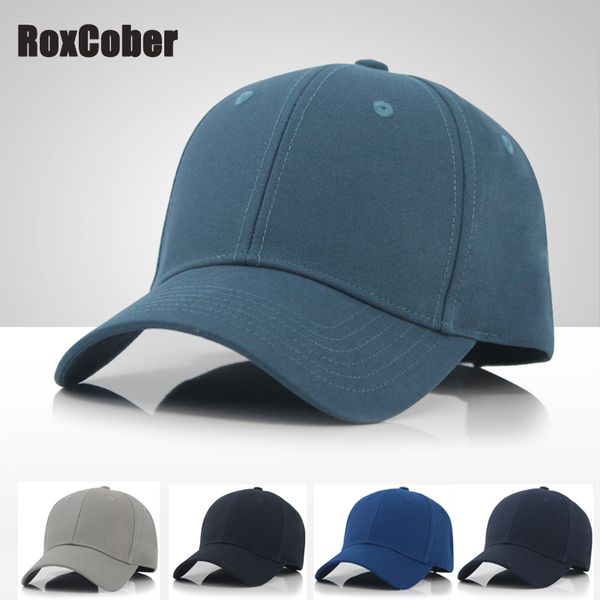 

roxcober new simple men's large size baseball cap cotton solid color snapback hat gorras para hombre de marca outdoor golf caps, Blue;gray