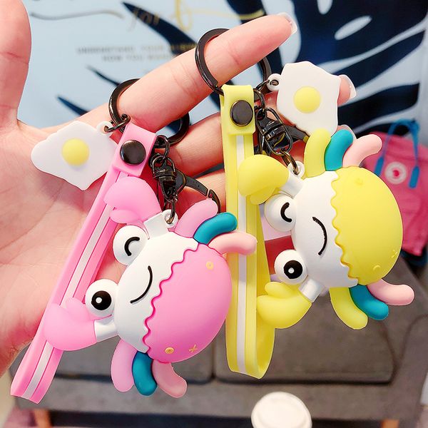 

animal keychain creative chain for pants womans key chain bags women crab pendant silicone cartoon key ring holder llaveros, Silver