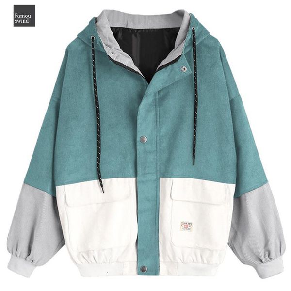 

блок женщины цвет куртки с длинным рукавом лоскутная вельвет осень женщины куртка плюс размер женщин кнопка женский пальто, Black;brown