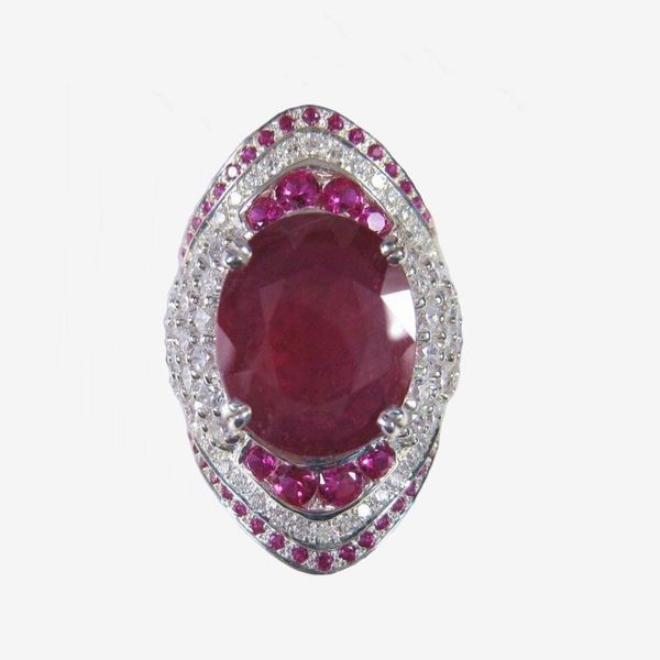 

big red hyperbole fully jewelled engagement ring for women wedding party jewelry, Golden;silver