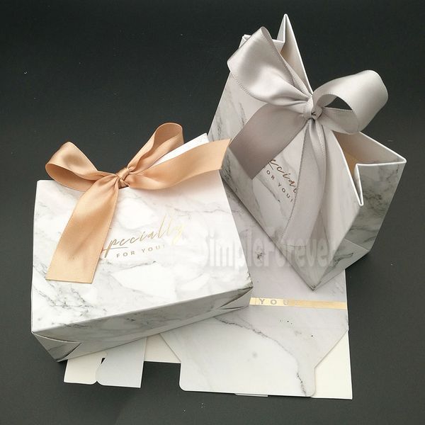 

400pcs/lot marble bronzing paper gift boxes bridal shower wedding candy bags with ribbon dhl