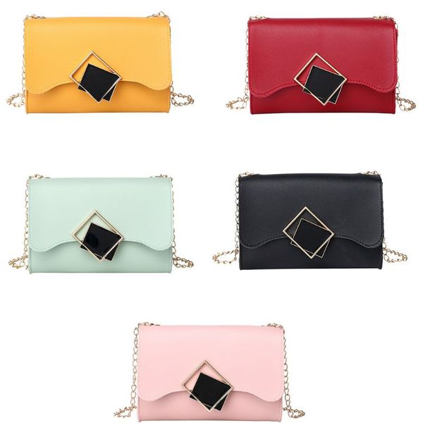 

women chain small square handbag pu leather crossbody shoulder bag small satchel
