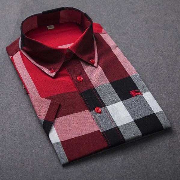 

2019 Мужская деловая повседневная рубашка мужская с коротким рукавом в полоску slim f