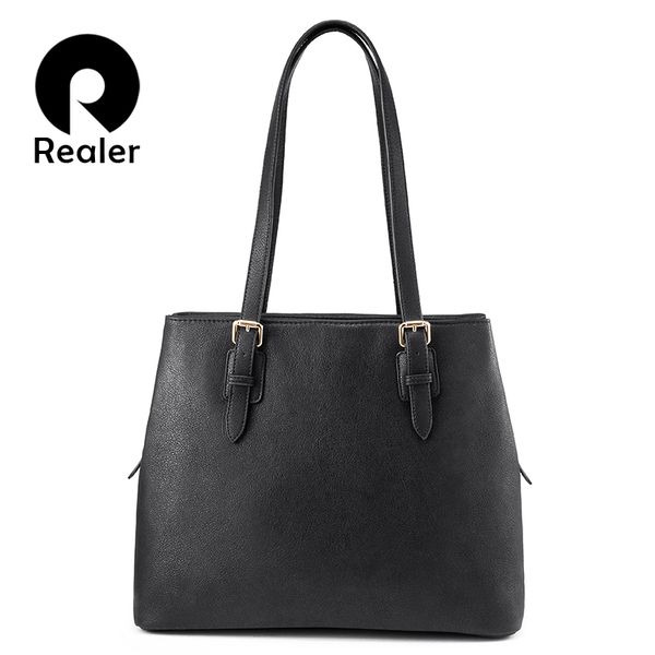 

realer women handbags female shoulder bag ladies casual totes bag pu leather large capacity fashion solid designs