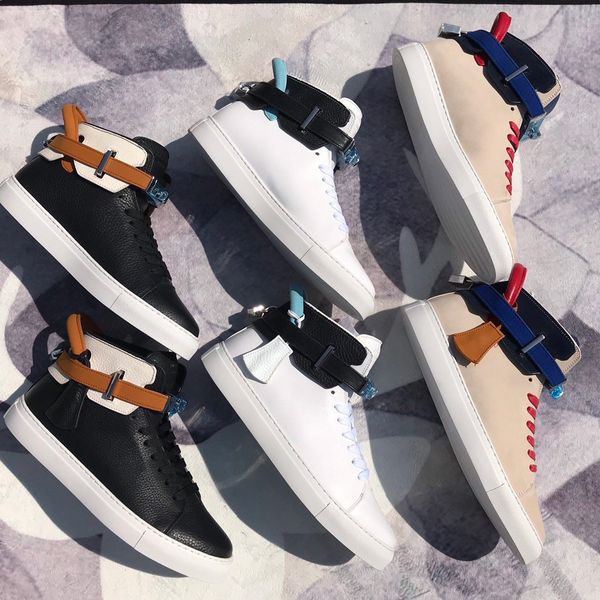 

designer shoes sneakers men italy cowhide buscemi lock hight sneaker skate shoe sport casual shoes flats mens boots, Black