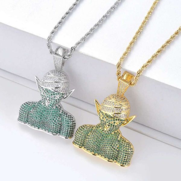 

hip hop dragon ball cartoon pendant necklaces for men luxury diamond anime pendants real gold plated zircon gold silver fashion jewelry