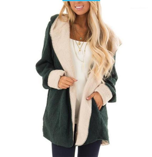 

длинный рукав тонкий шерстяное пальто женщины повседневная офисная леди одежда женская сплошной цвет с капюшоном верхняя одежда мода, Black