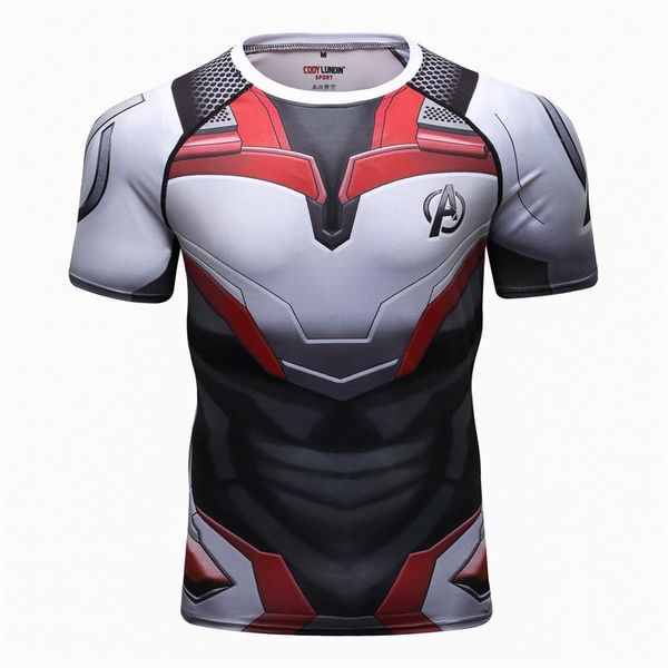 

4 endgame quantum war 3d printed t shirts men compression shirt iron man cosplay costume short sleeve for male, Black;red