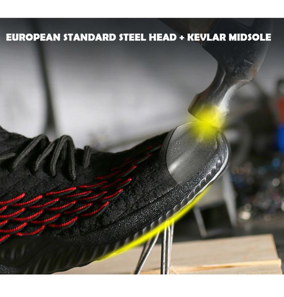 

yadibeiba safety shoes boots for men work shoes steel toe puncture-proof men boots breathable work footwear dropshipping, Black