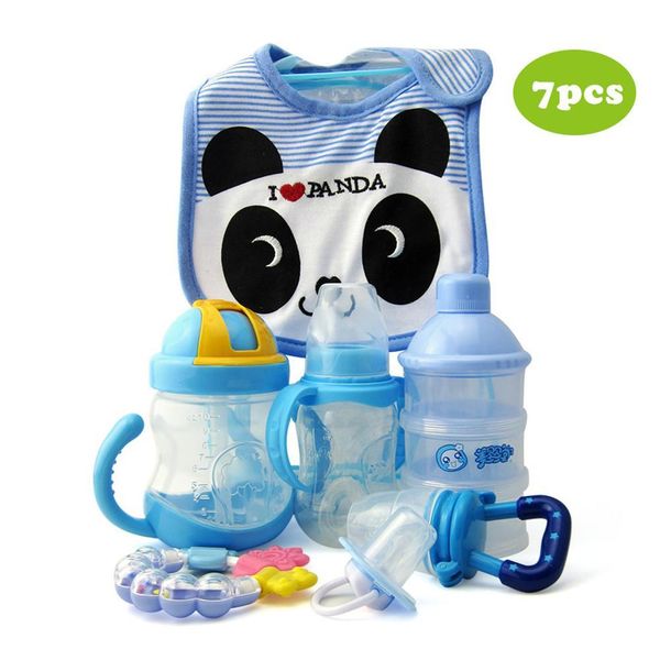 

7pcs/pack cotton cartoon bib teether baby comfort pacifier chain supplement bottle set baby pacifiers and accessories