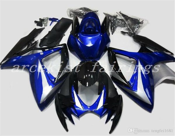 

new abs motorcycle fairings kits fit for suzuki gsxr600 gsxr750 k6 2006 2007 bodywork set custom blue black silver