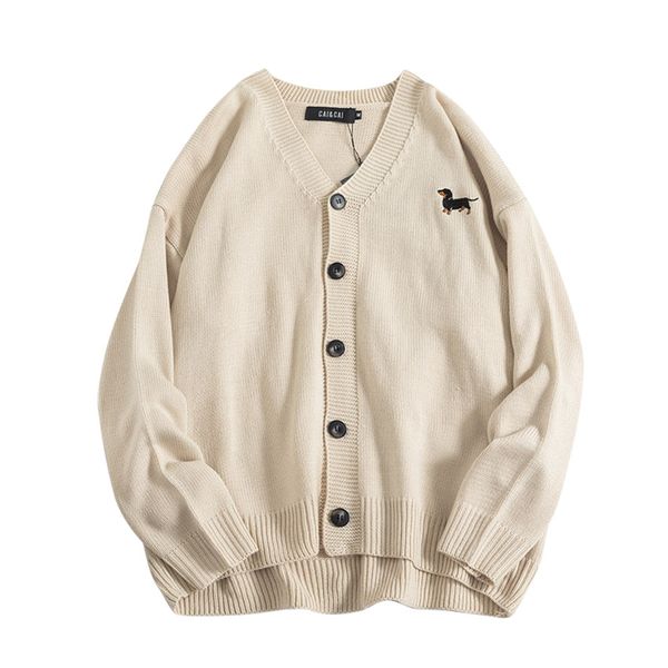 

2019 autumn original japanese solid color cardigan men's loose sweater crochet de port e casual long sleeve plus size sweaters, White;black
