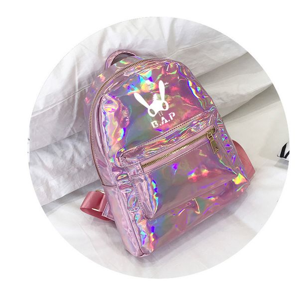 

2018 new style bap celebrity style laser backpack korean-style pu schoolbag men and women school bag b. p college