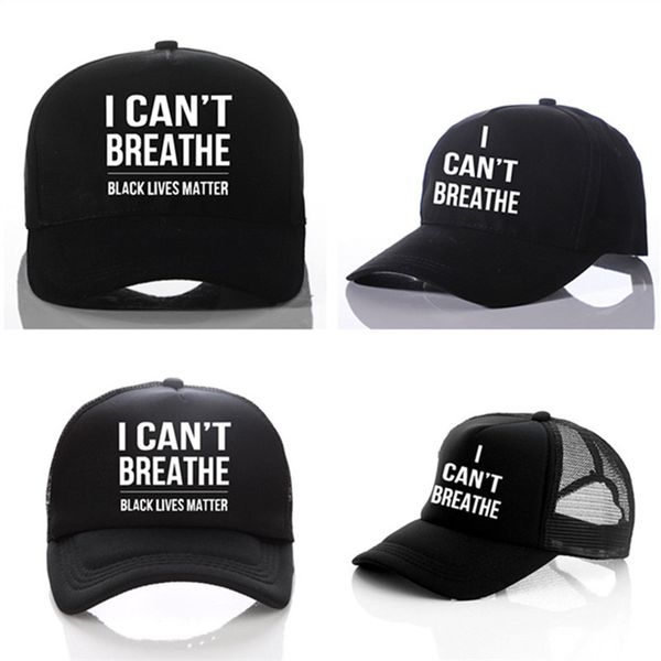 

fashion baseball cap i can't breathe letter print visor caps snapbacks men women casquette mesh back hip hop cap hat design sunhat, Yellow