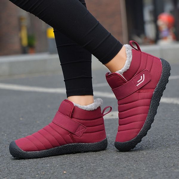 

women snow boots short plush lager size keep warm non-slip cotton boots winter hiking ankle for women with platform, Black