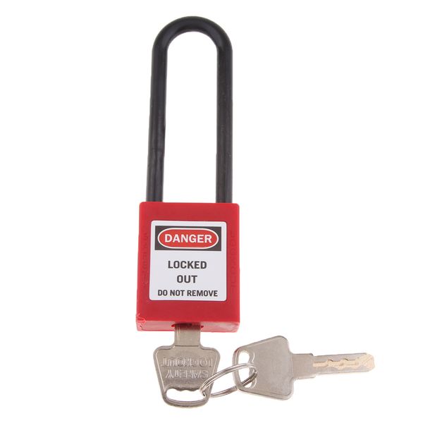 

safety security lockout padlock keyed different, pa and steel, red