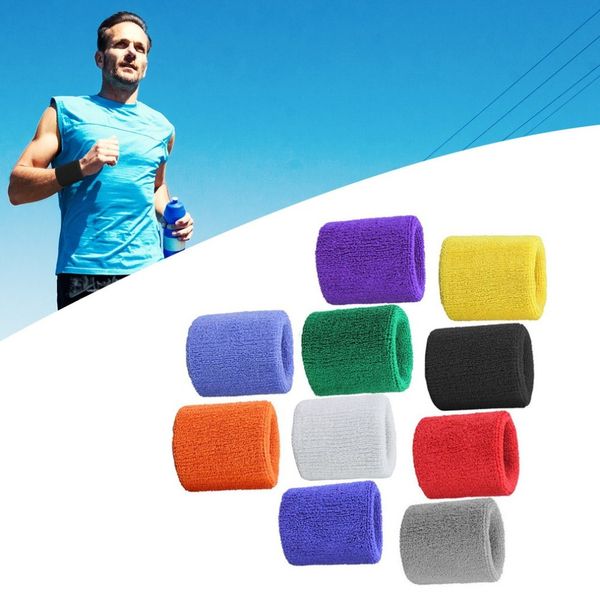 

1 pair professional fitness wristbands sport sweatband hand band sweat wrist support brace wraps tennis badminton guard, Black;red