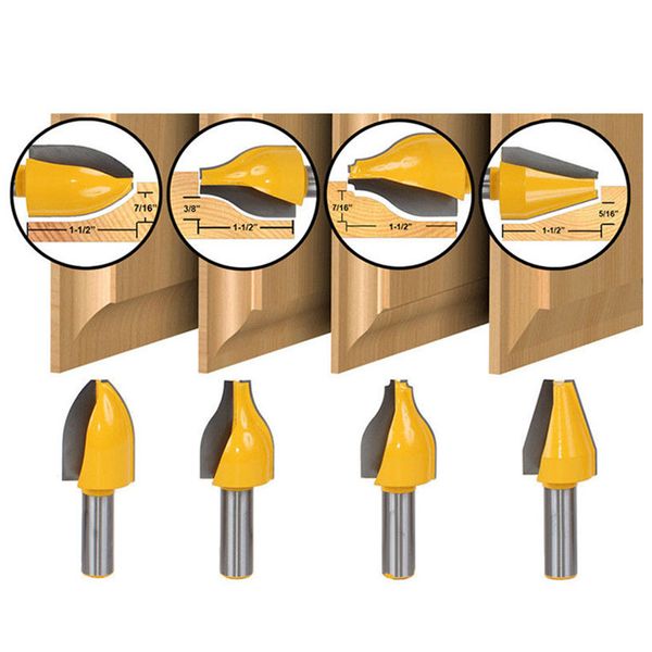 Freeshipping 4 Bit Vertical Levantado Painel Router Bit Set - 1/2 polegada Shank Porta Faca Cortador de Madeira Cortador de Tenon Para Madeira Para