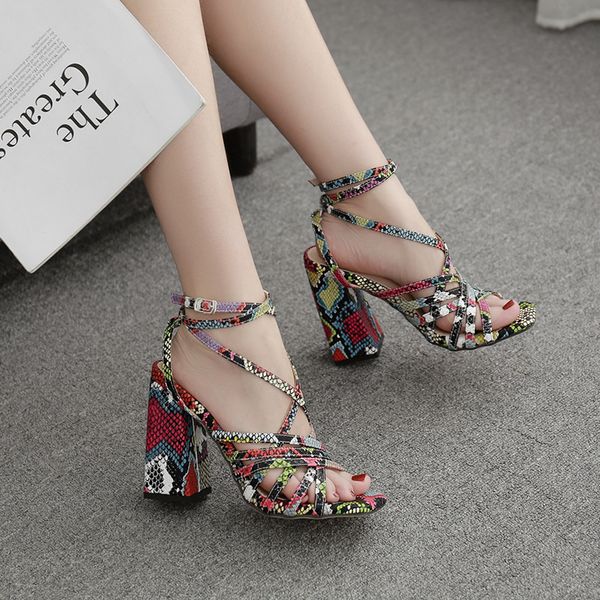 

fashion roman toe thick heel women's sandals high heel pumps shoes, Black